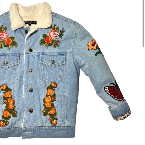 Central Park west denim jacket with fur and embroidery - Picture 2 of 7